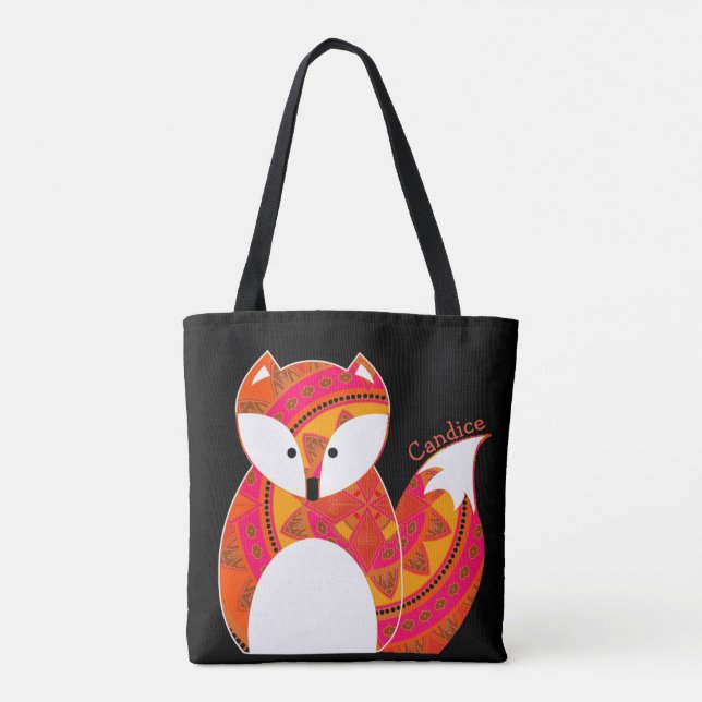 Cute Colourful Fox All Over Print Tote (Back)