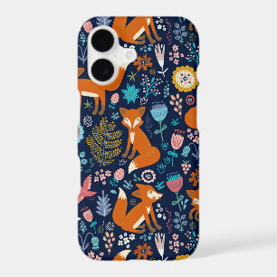 Cute Colourful Foxes Birds & Flowers Pattern