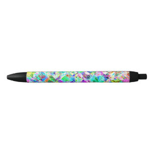 Cute colourful fragments design black ink pen