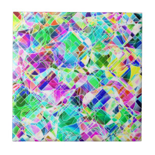 Cute colourful fragments design ceramic tile