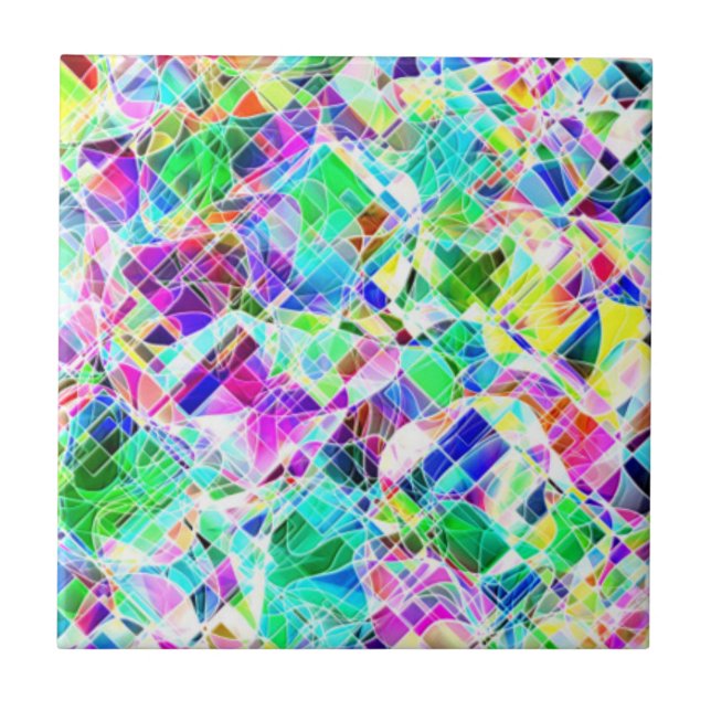 Cute colourful fragments design ceramic tile (Front)