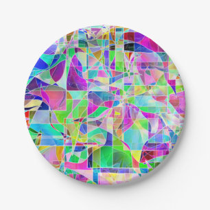Cute colourful fragments design paper plate