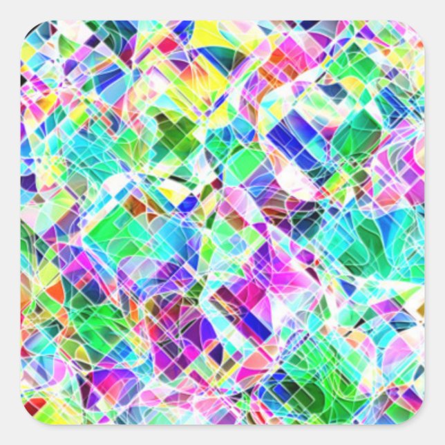 Cute colourful fragments design square sticker (Front)