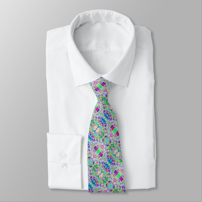 Cute colourful fragments design tie (Tied)