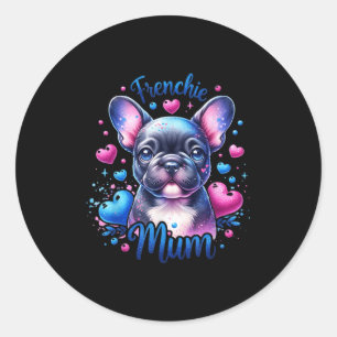 Cute Colourful Frenchie Mum French Bulldog Dog Mum Classic Round Sticker
