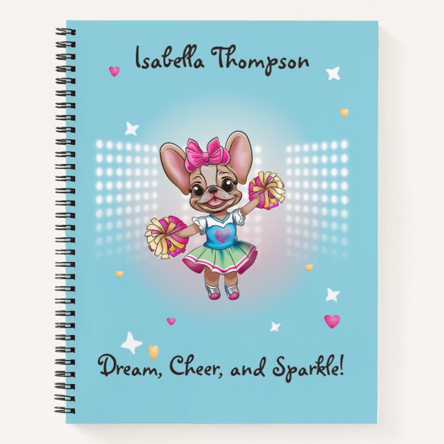 Cute Colourful Frenchie Pawsitive School Spirit Notebook (Front)