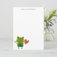 Cute Colourful Frog Personalised Stationery