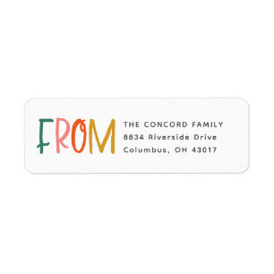 Cute colourful from Christmas card return address Label