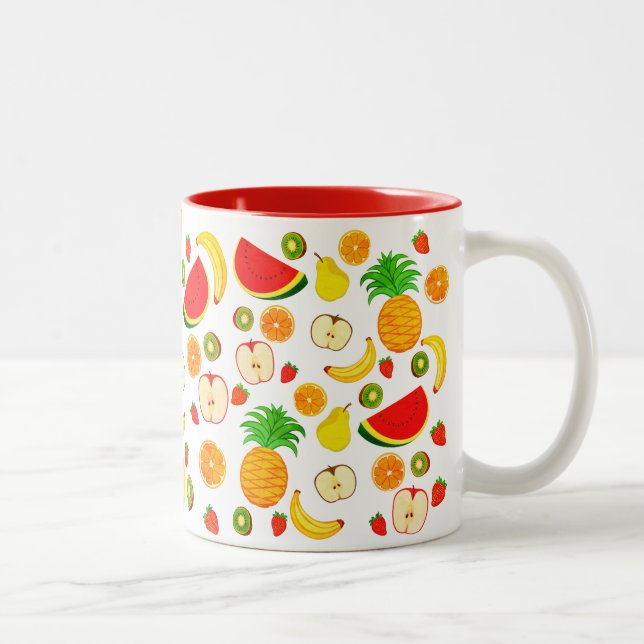  Cute Colourful Fruit Pattern Food Vegetarian Vega Two-Tone Coffee Mug (Right)