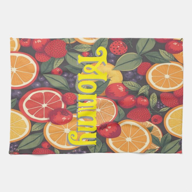 Cute Colourful Fruit Pattern – Fun Summer Design  Tea Towel (Horizontal)