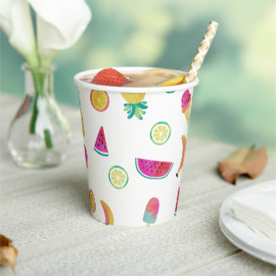 Cute Colourful Fruit Twotti Frutti 2nd Birthday Paper Cups
