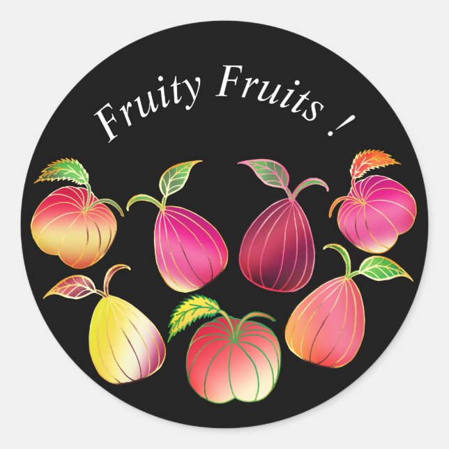 Cute Colourful Fruity Fruits Custom Classic Round Sticker (Front)