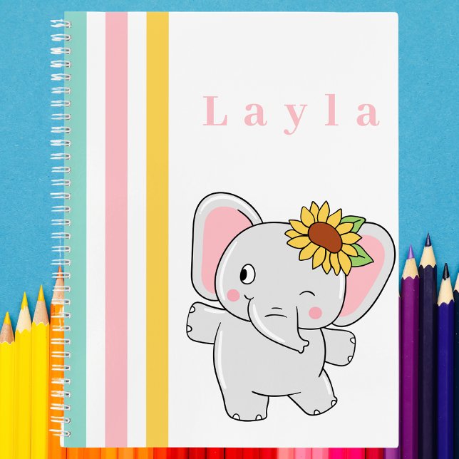 Cute Colourful Fun Elephant Kids Notebook (Creator Uploaded)