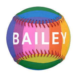 Cute Colourful Fun Rainbow Stripes Personalised Baseball