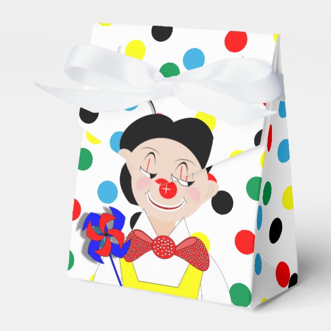 Cute Colourful Funny Cartoon Circus Clown Favour Box (Front Side)