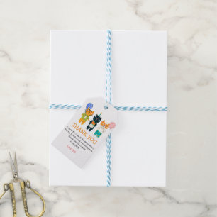 Cute Colourful Funny Cat Birthday Thank You Gift Tags