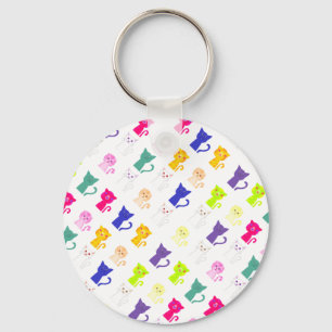 Cute colourful funny cats pattern license plate fr key ring