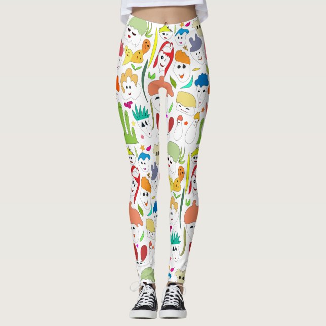Cute colourful funny faces leggings (Front)