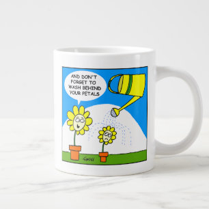 Cute Colourful Funny Flowers Cartoon Gardener Large Coffee Mug
