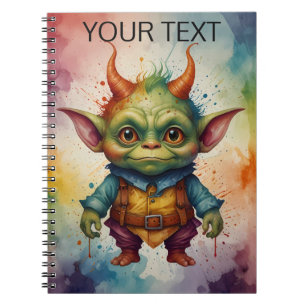 Cute colourful funny little goblin  notebook