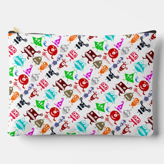 Cute colourful funny monsters patterns accessory pouch (Front)