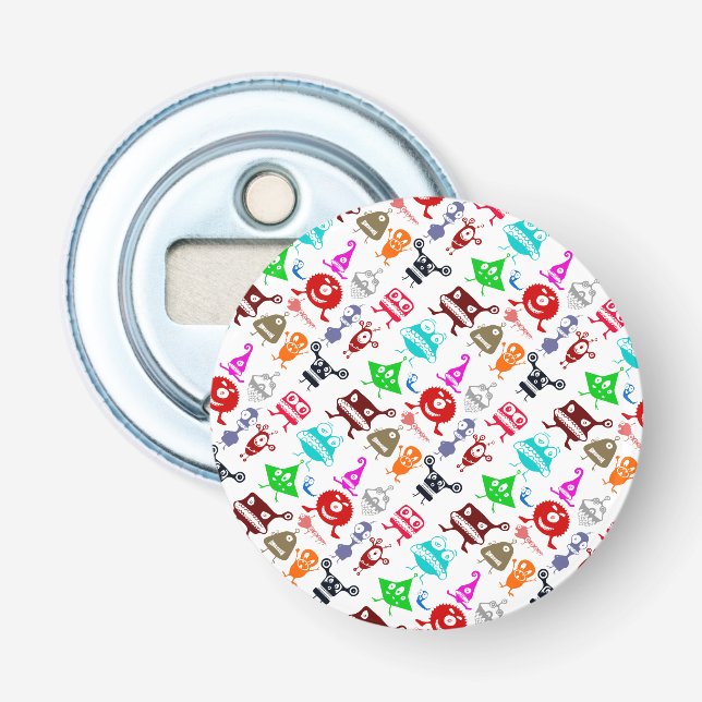 Cute colourful funny monsters patterns bottle opener (Front)