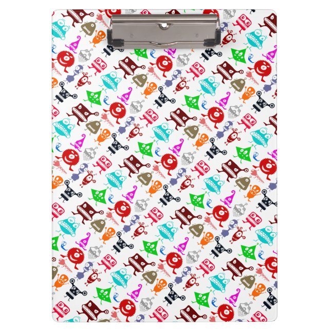 Cute colourful funny monsters patterns clipboard (Front)