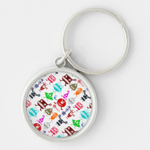 Cute colourful funny monsters patterns key ring