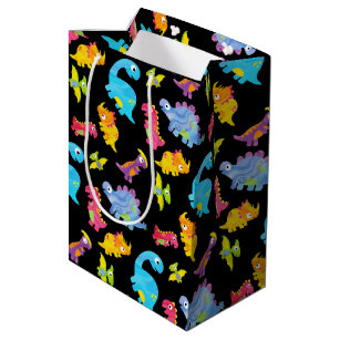 Cute Colourful Funny Unisex Black Baby Dinosaur Medium Gift Bag
