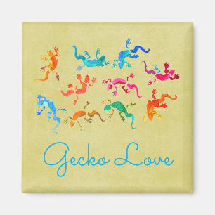 Cute colourful gecko lizard illustration magnet
