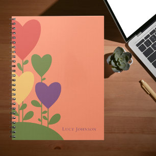 Cute Colourful Geometric Bold Heart Aesthetic Notebook
