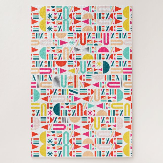 Cute colourful geometric forms patterns jigsaw puzzle (Vertical)