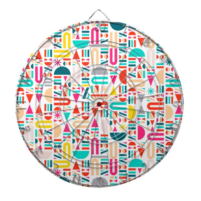 Cute colourful geometric forms patterns votive can dartboard (Front)