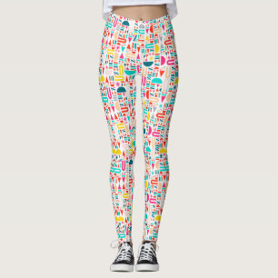 Cute colourful geometric forms patterns votive can leggings