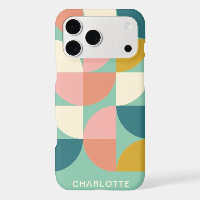 Cute Colourful Geometric Pattern Teal Personalised (Back)