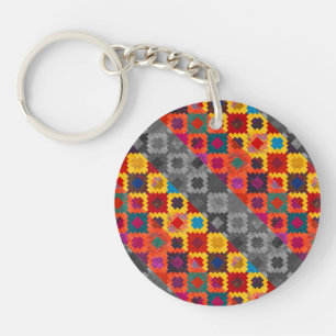 Cute colourful geometric patterns key ring