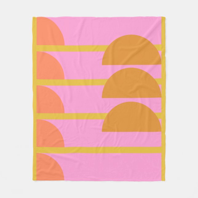 Cute Colourful Geometric Scandinavian Art Pink Fleece Blanket (Front)