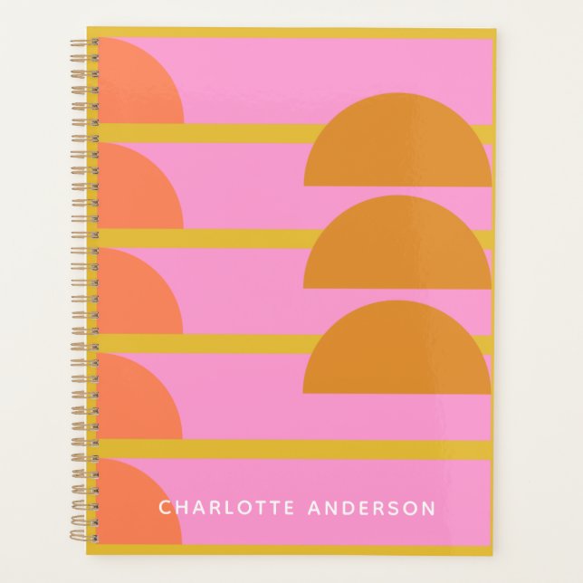 Cute Colourful Geometric Scandinavian Personalised Planner (Front)
