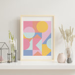 Cute Colourful Geometric Shapes Collage Artwork Poster<br><div class="desc">This fun,  fresh graphic design collage features geometric simple shapes in a cute colour palette of pastels and soft brights.</div>