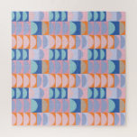 Cute Colourful Geometric Shapes Pattern Blue Jigsaw Puzzle<br><div class="desc">Cute Colourful Geometric Shapes Pattern Blue Puzzle</div>