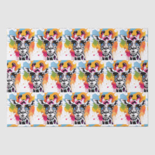 Cute colourful Giraffa with sunglasses splash Tissue Paper