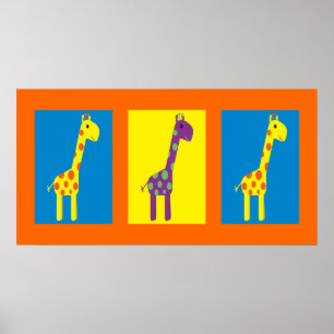Cute & Colourful Giraffes Customisable Poster