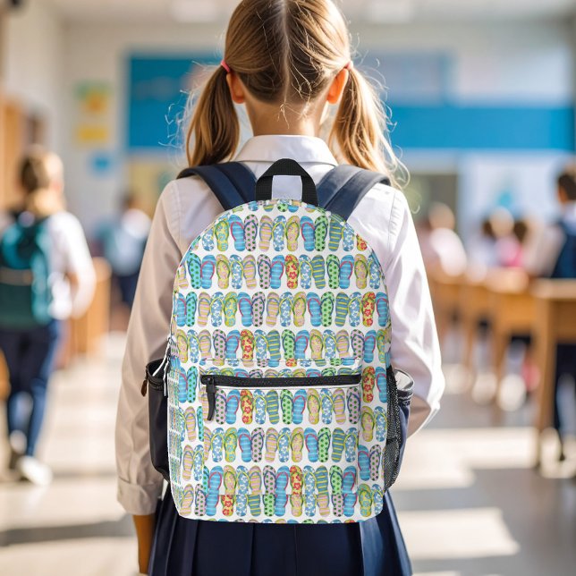 Cute Colourful Girl Flip Flops Pattern Printed Backpack (Colorful cute flip flops pattern backpack.)