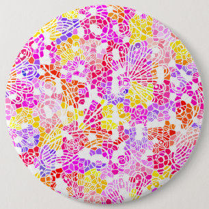 Cute colourful girly abstract flowers pattern 6 cm round badge