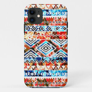Cute colourful girly aztec patterns iPhone 11 case