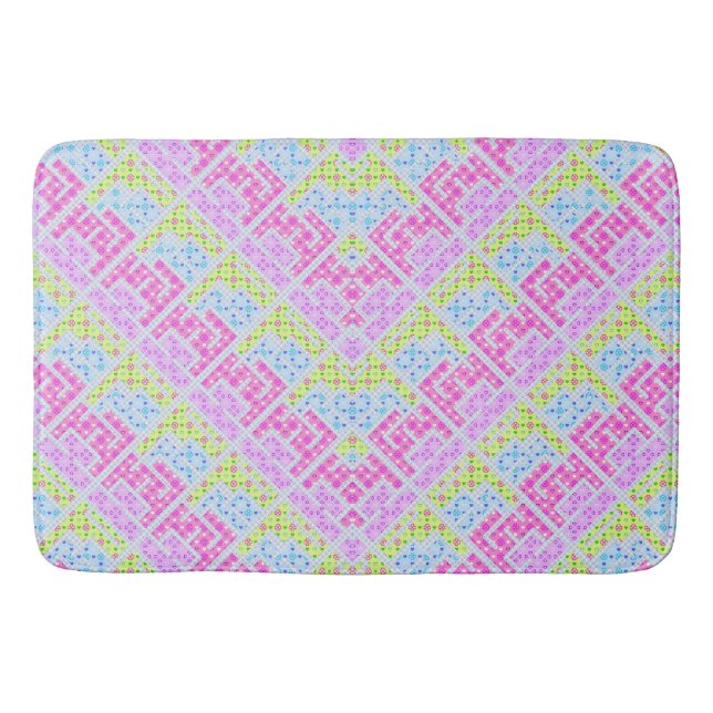 Cute colourful girly geometric graffiti patterns l bath mat (Front)