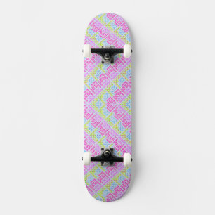 Cute colourful girly geometric graffiti patterns l skateboard