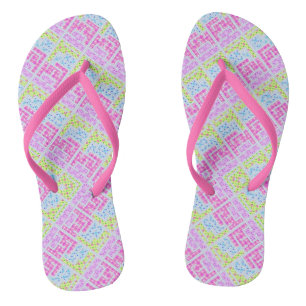 Cute colourful girly geometric graffiti patterns thongs