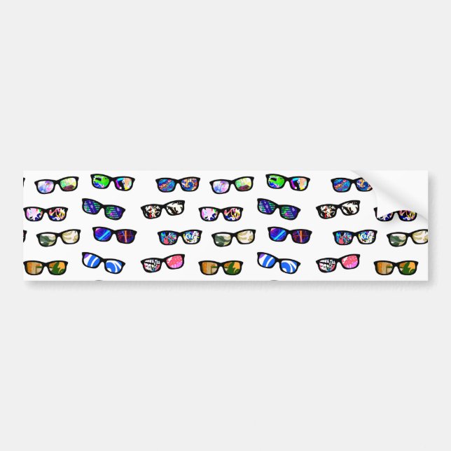Cute colourful glasses patterns bumper sticker (Front)
