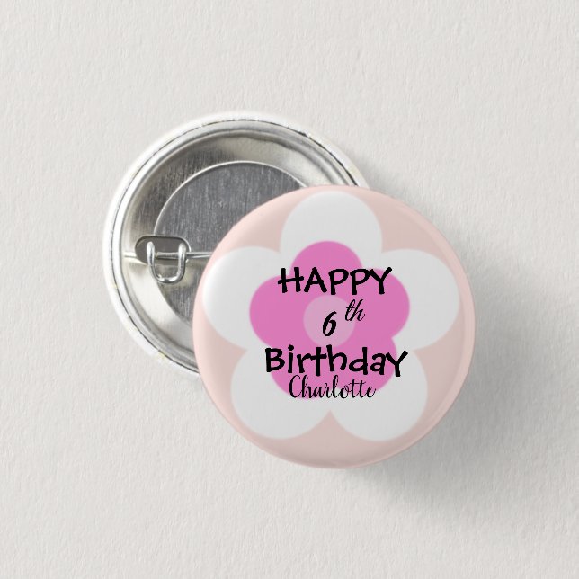 Cute colourful Gradient daisy flower Birthday name 3 Cm Round Badge (Front & Back)